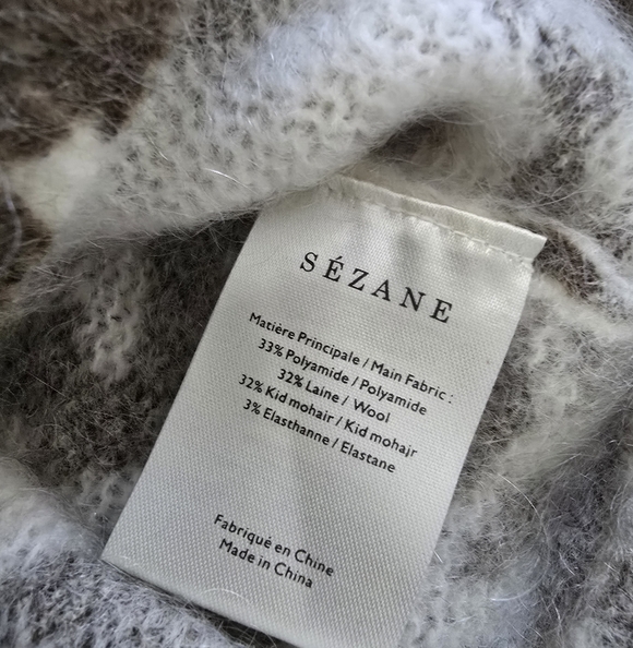 SÉZANE Indiana Leopard Print Mohair Knit Jumper Sweater Ivory Green - Picture 12 of 13